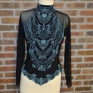 Cartise Blouse Beaded Sheer Sleeves